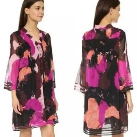 Diane von Furstenberg Layla Silk Printed Dress Color: dancing explosion Size: 12 - Picture 2 of 9